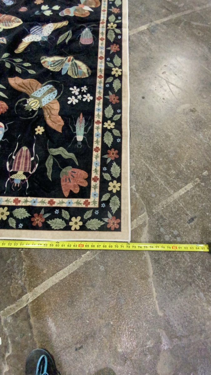 6’ x106”Black/Tan Border (“Coloful Butterfly/Insect/Floral”)