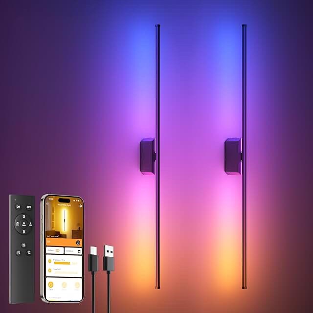 Popoiron Rechargeable RGB Wall Sconces (2 Pack)