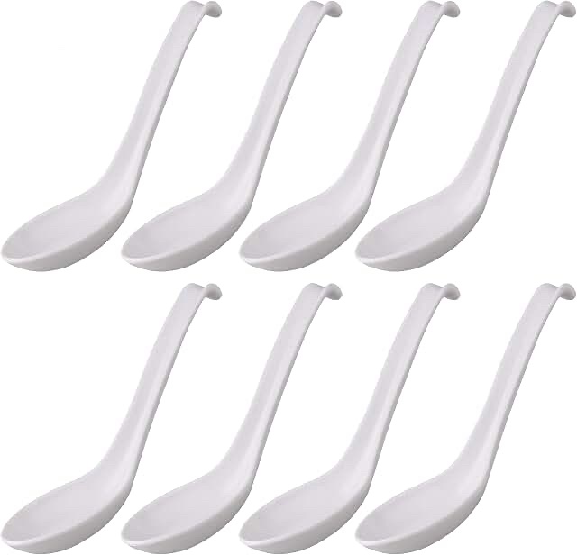 White Plastic Asian Soup Spoons - Bulk Set