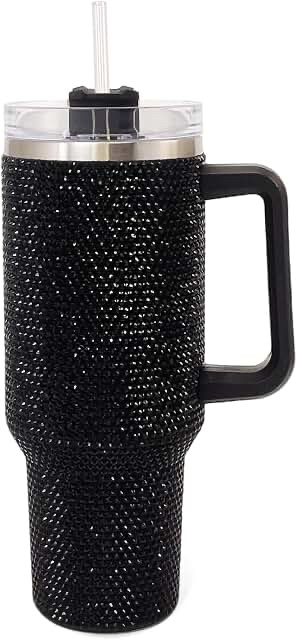 Black Rhinestone Bling Insulated Tumbler with Handle