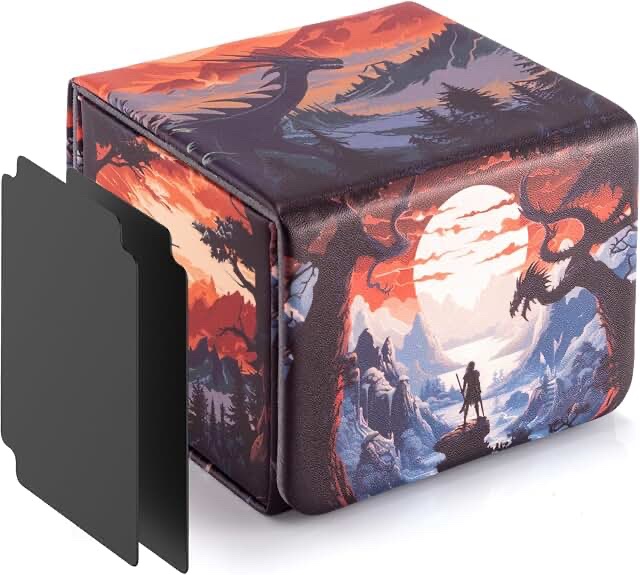 Dual Deck Box with Fantasy Dragon and Landscape Art