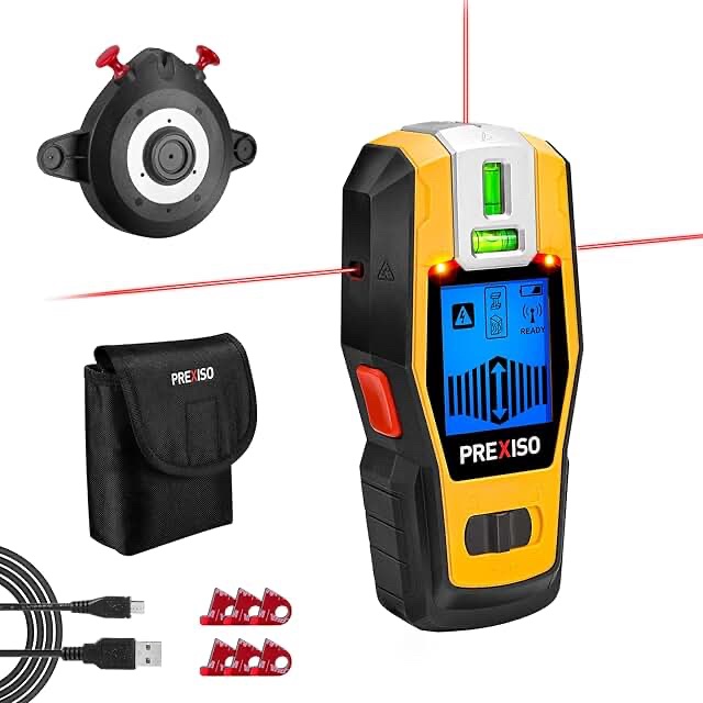 Prexiso PWDX-F19LI Rechargeable 2-in-1 Line Laser & Stud Finder
