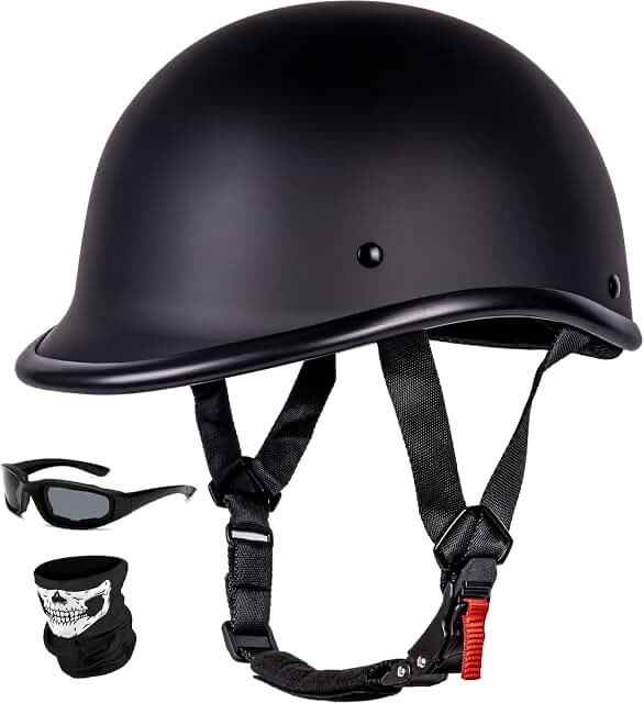 Smotor Vintage Motorcycle Half Helmet (Matte Black, Medium)