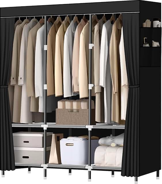 LOKEME Portable Wardrobe Closet - Black