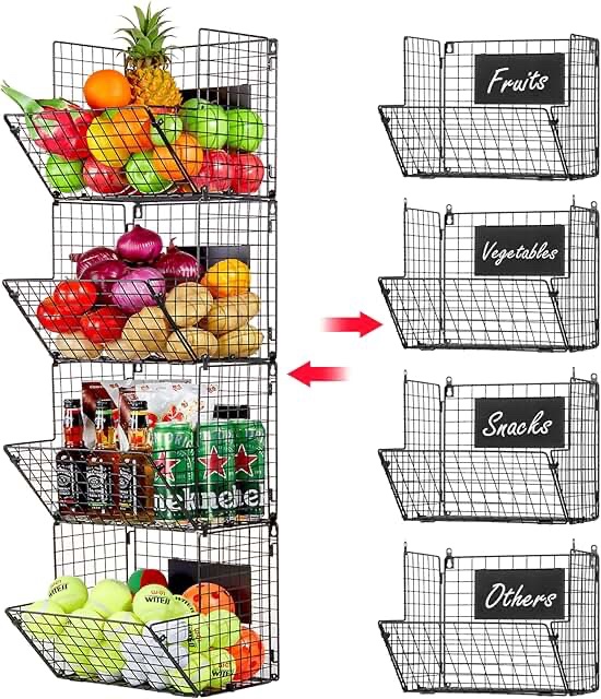X-Cosrack Stackable Wire Storage Baskets, 4-Pack