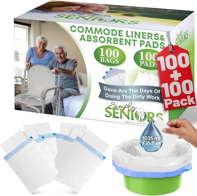 Simply Seniors Commode Liners with Absorbent Pads - 100 Count