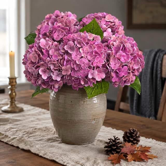 Artificial Hydrangea Flower Stem - Pink