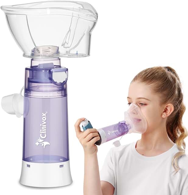 Clinivox Anti-static Valved Inhaler Spacer with Medium Children Mask