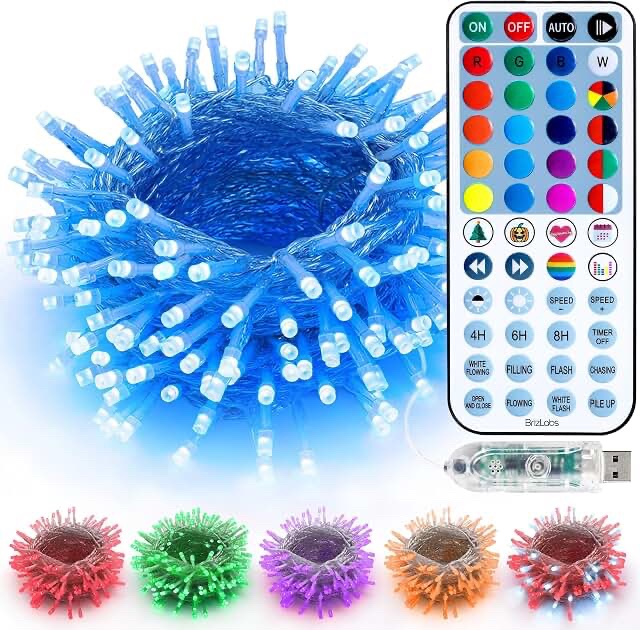 BrizLabs 10M / 33FT Multifunctional 48-Keys Remote Controlled RGB String Lights