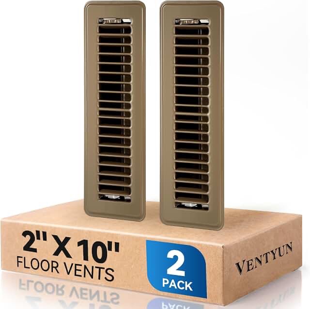 Set of 2 Beige Metal Floor Air Registers/Vents