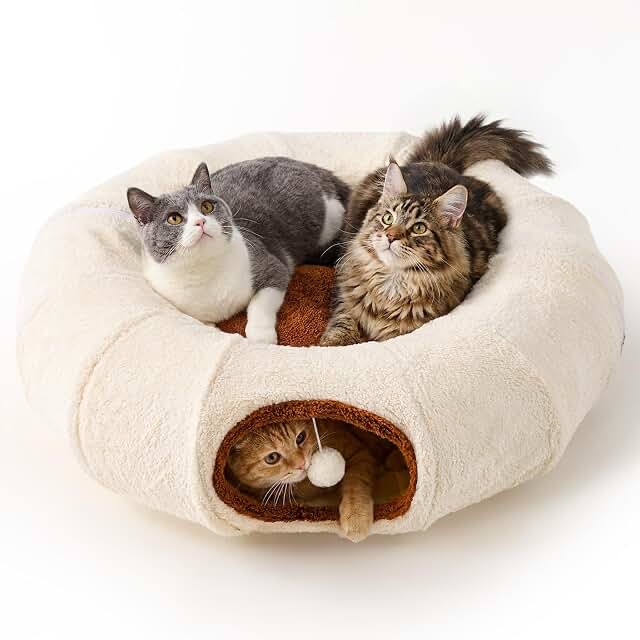 Zomisia Fuzzy Cat Tunnel Grey 33.4"x33.4"x9.8"