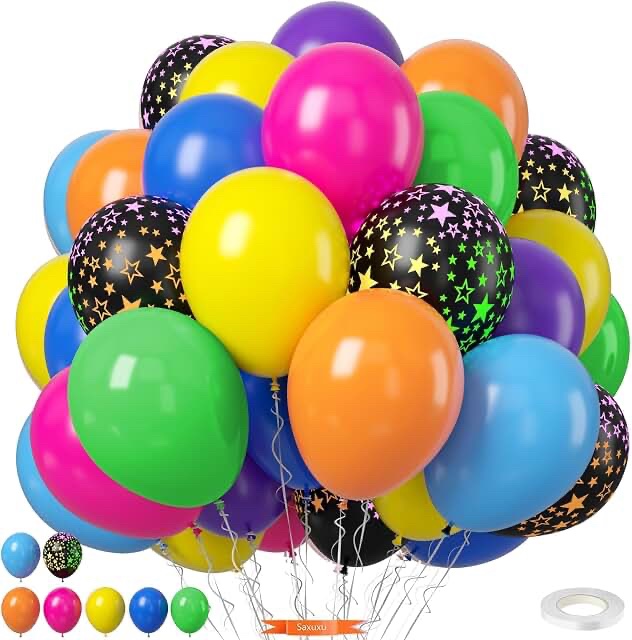 Neon Balloons, 80s Party Decorations