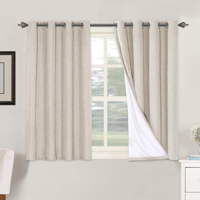 H.Versailtex Window Curtains, Natural Linen Look, 52" x 72", Castle Wall