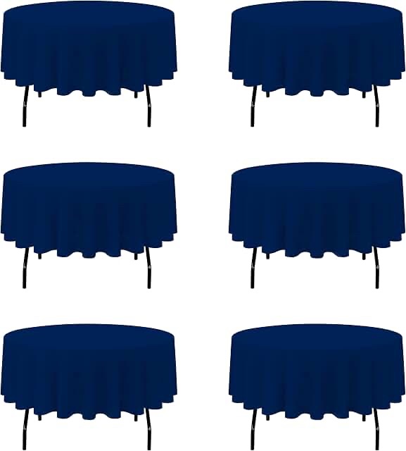 Brillmax 6-Pack Navy Blue Round Tablecloths - 120 Inch