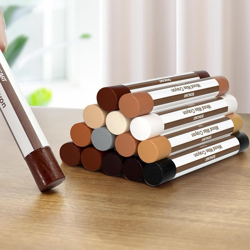BONCARI Wood Wax Crayon, 12-Piece Furniture Repair Kit