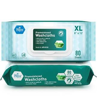 Premium Washcloths Pre-moistened Extra Large 60 Count x 6