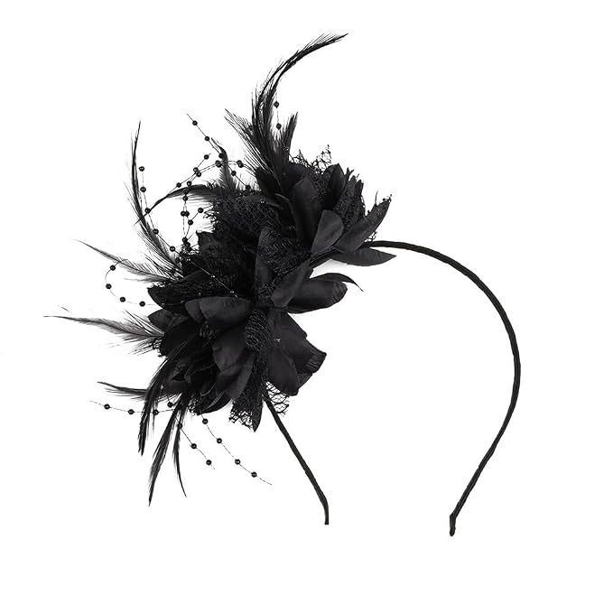 Nyseun Feather Fascinator Headband 1920s Great Gatsby Style