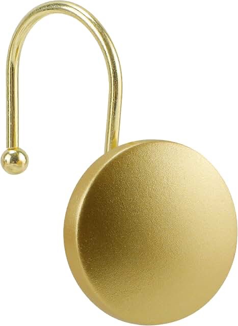 Gold Tone Shower Curtain Hooks with Decorative Round Ends