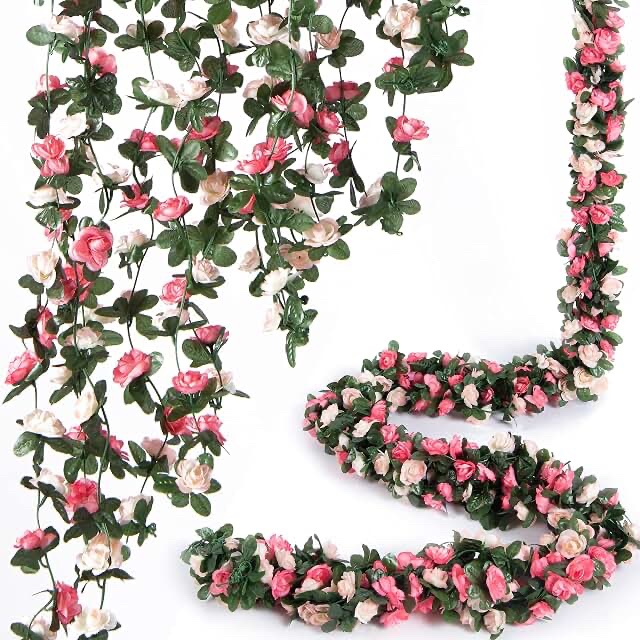 Artificial Pink Rose Flower Vines / Garlands