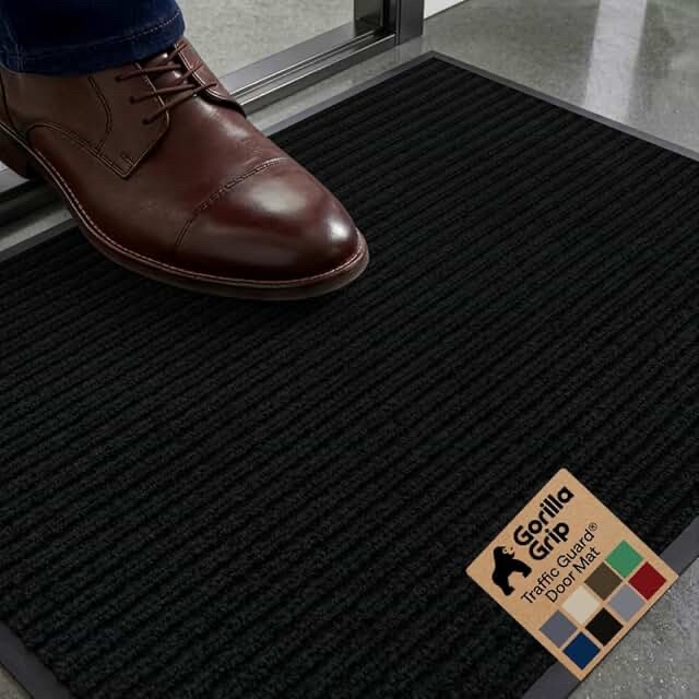 Black Ribbed Rubber Floor Mat / Entrance Mat