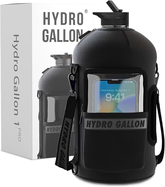 Hydro Gallon Nomad Water Bottle with Sleeve, Black