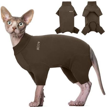 Cat Pet Pajamas / One-Piece Jumpsuit - Brown