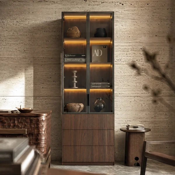 Aashish 92.5''H X 63''W Two-Door Glass Bookcase