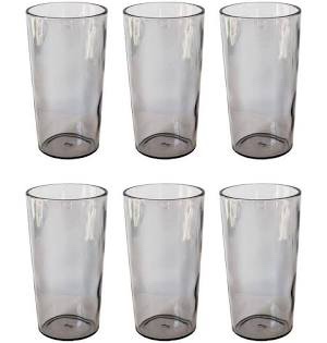 Set of 6 Acrylic Grey Faceted Tumbler Drinking Glass