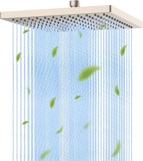 Hibbent 10-inch Square Rainfall Shower Head with Lock Joint - Brushed Nickel