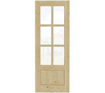 30” * 80” Unfinished Pine 6-Lite Glass Panel Interior Door