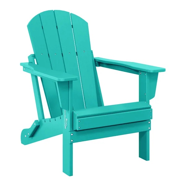 Outdoor Folding Poly Adirondack Chair, Turquoise