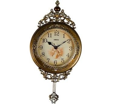 Wall-Mounted Pendulum Clock with Brass Accents