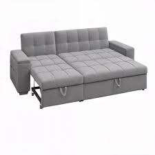 87‘’Upholstered Sleeper Sofa-Light Gray Wrap 2