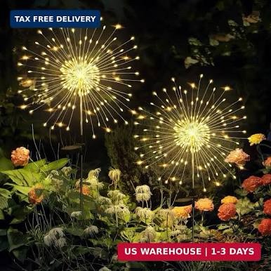GIGALUMI Solar Firework Decorative Outdoor Yard Lights, 2 Pack
