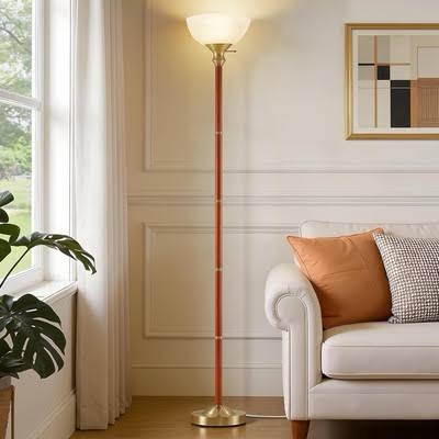Gold Standing Lamp With Glass Shade