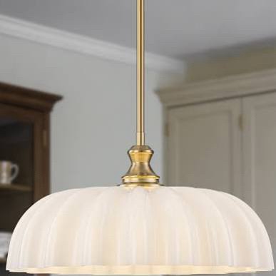 Modern Gold and Glass Bowl Pendant Light Fixture