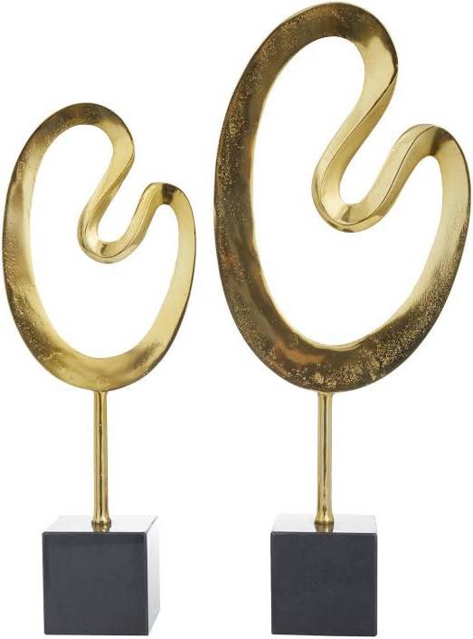 Single large Abstract Gold Metal Sculpture on Rectangular Stand