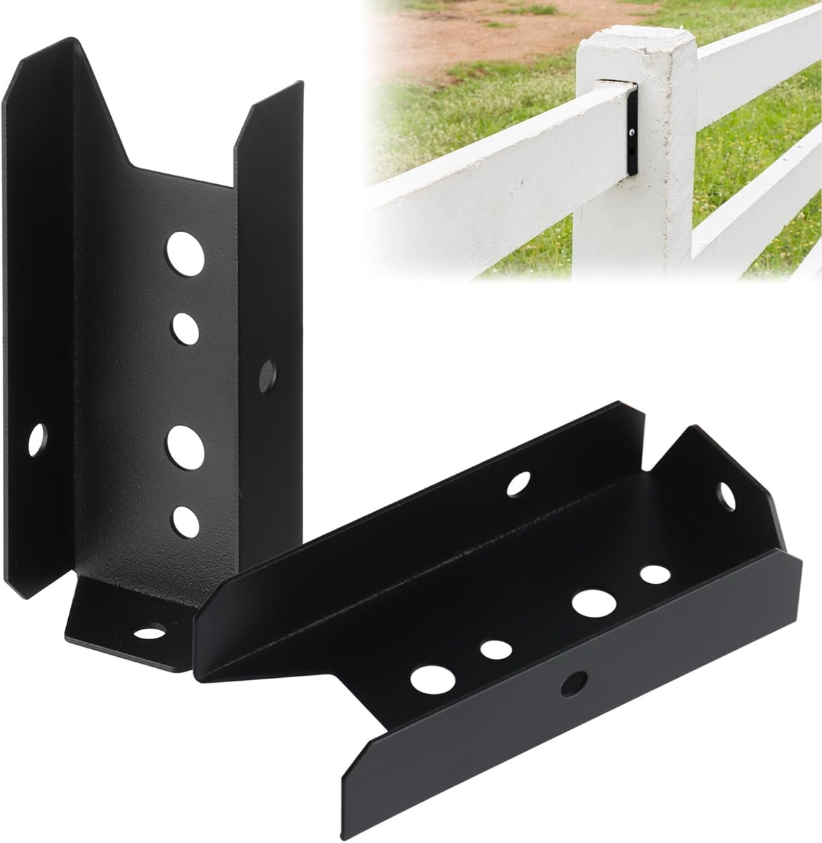 Zhongxingwellan Heavy Duty Steel Fence Brackets, 2x4 Lumber Size, Black