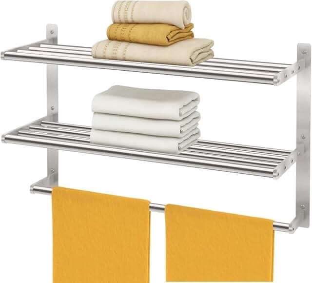 Wall-Mounted Bathroom Towel Rack and Shelf Organizer Assembly Instructions