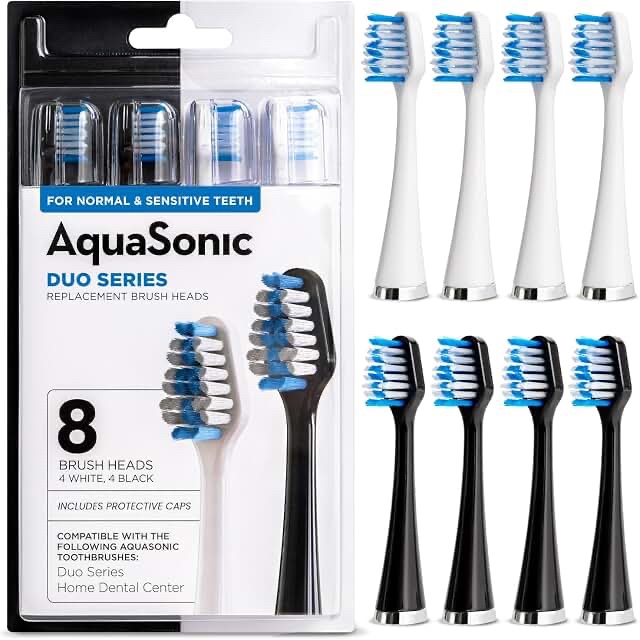 AquaSonic Duo Series Replacement Brush Heads - 8 Pack
