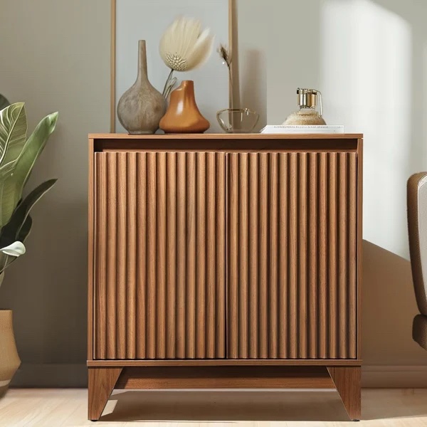 Entryway Storage Cabinet with Slatted Front