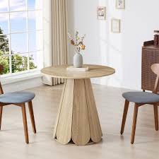 31.5" Round Dining Table Small Circle Kitchen Table for 2-4 People Modern Farmhouse Wood Dining Room Tables with Pedestal Base Space Saving Dinner Tables for Small Spaces in Black