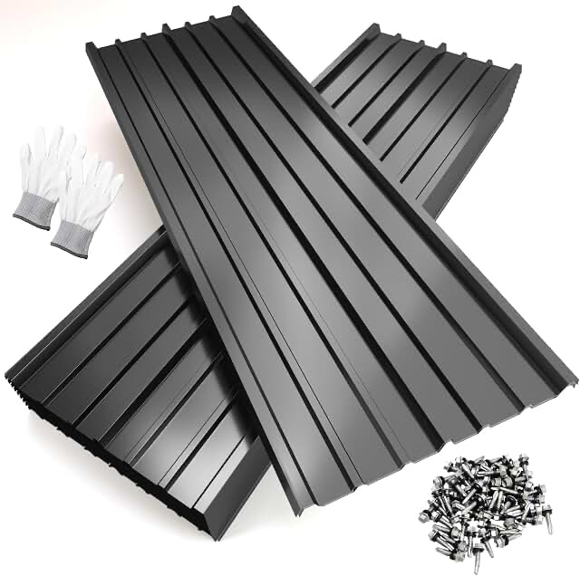 Box 4 of 4 Metal Roofing Panels or Siding Sheets - Black Finish