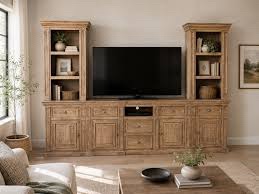 Incomplete Rustic Farmhouse Style Media Entertainment Center with Side Piers
