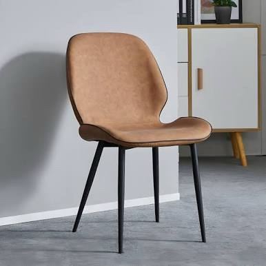 (Incomplete)Modern Mid-Century Curved Faux Leather Dining Chair