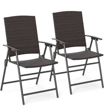Wicker Patio Furniture Folding Chair Set