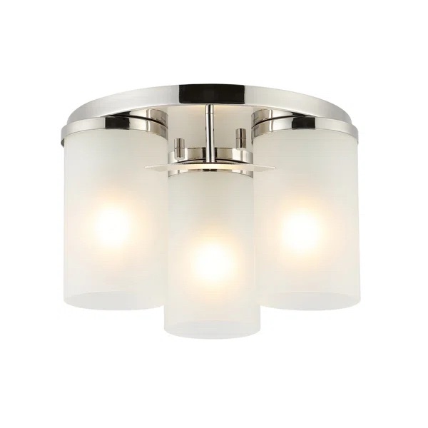3-Light Flush Mount Ceiling Fixture with Glass Shade