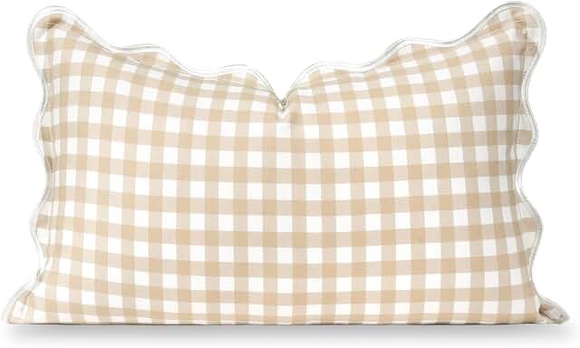 Tan Gingham Check Accent Pillows