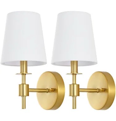 Set of 2 Brass Wall Sconce Swing Arm Lamps