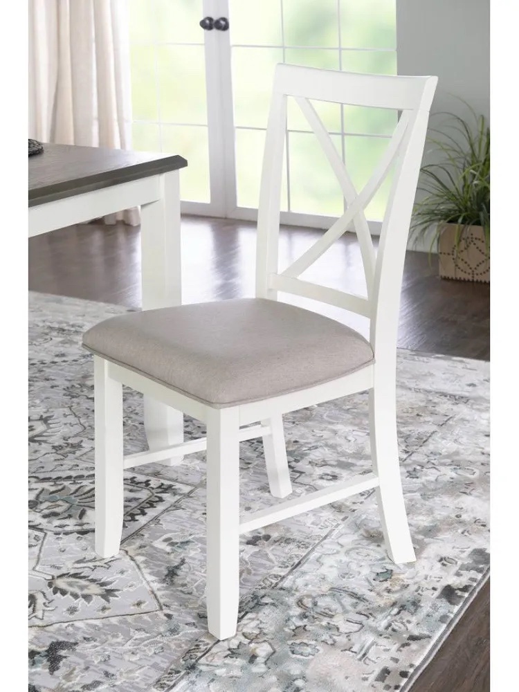 Set of 2 Cross-Back Dining Chairs, Grey Finish